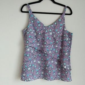 cAbi 3453 Scroll Work Purple Floral Tank Blouse S